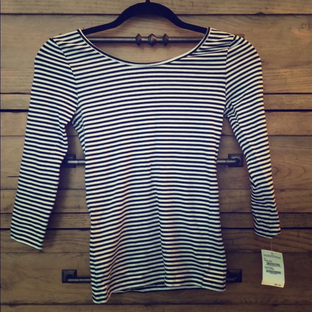 Black & White striped form fitting top
